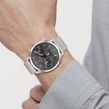  Shop Authentic Tommy Hilfiger Evan Grey Dial Silver Mesh Bracelet Watch for Men - 1710396 - Luxxuri