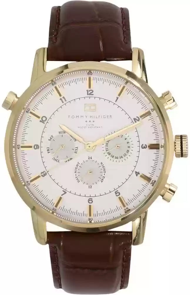  Shop Authentic Tommy Hilfiger Harrison White Dial Brown Leather Strap Watch for Men - 1790874 - Luxxuri