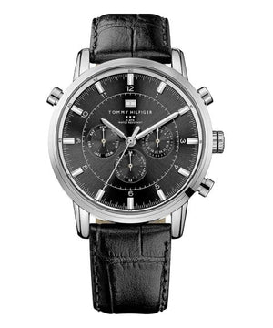 Shop Authentic Tommy Hilfiger Harrison Chronograph Black Dial Black Leather Strap Watch for Men - 1790875 - Luxxuri