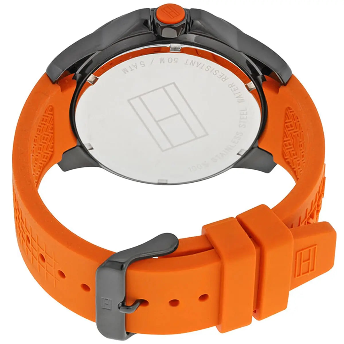  Shop Authentic Tommy Hilfiger Cole Black Dial Orange Rubber Strap Watch for Men - 1790985 - Luxxuri