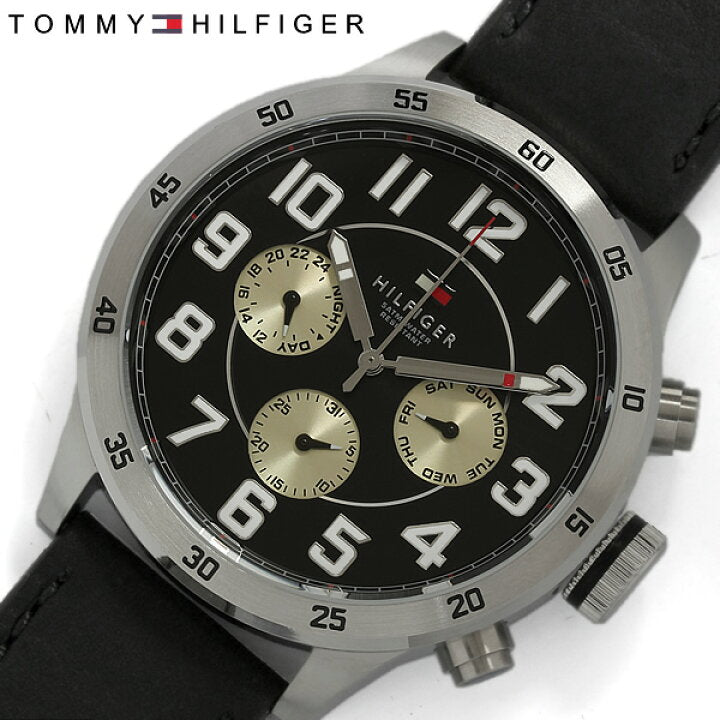  Shop Authentic Tommy Hilfiger Sport Chronograph Black Dial Black Leather Strap Watch for Men - 1791050 - Luxxuri