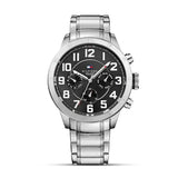  Shop Authentic Tommy Hilfiger Trent Chronograph Black Dial Silver Steel Strap Watch for Men - 1791054 - Luxxuri
