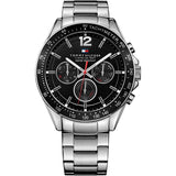  Shop Authentic Tommy Hilfiger Luke Chronograph Black Dial Silver Steel Strap Watch for Men - 1791104 - Luxxuri