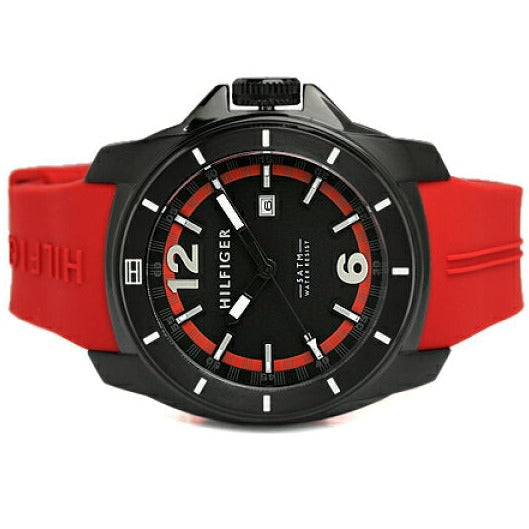  Shop Authentic Tommy Hilfiger Windsurf Black Dial Red Rubber Strap Watch for Men - 1791112 - Luxxuri