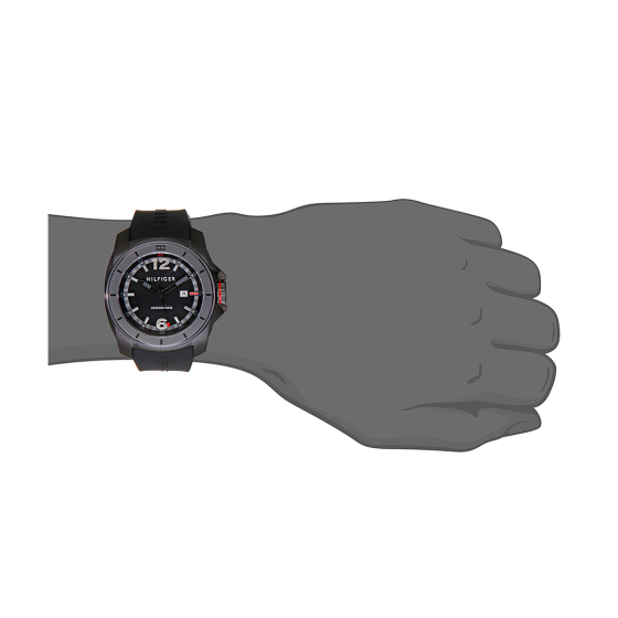  Shop Authentic Tommy Hilfiger Windsurf Black Dial Black Rubber Strap Watch for Men- 1791114 - Luxxuri