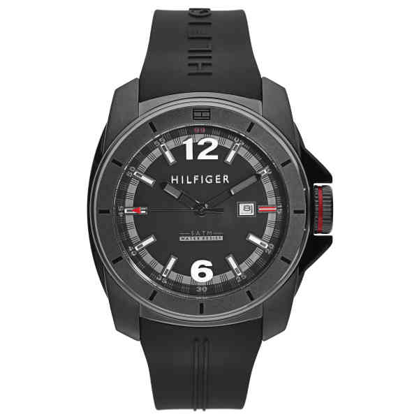  Shop Authentic Tommy Hilfiger Windsurf Black Dial Black Rubber Strap Watch for Men- 1791114 - Luxxuri