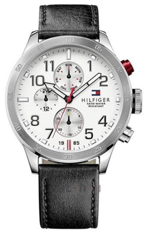  Shop Authentic Tommy Hilfiger Trent Multifunction White Dial Black Leather Strap Watch for Men - 1791138 - Luxxuri
