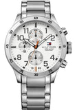  Shop Authentic Tommy Hilfiger Trent Multifunction White Dial Silver Steel Strap Watch for Men - 1791140 - Luxxuri