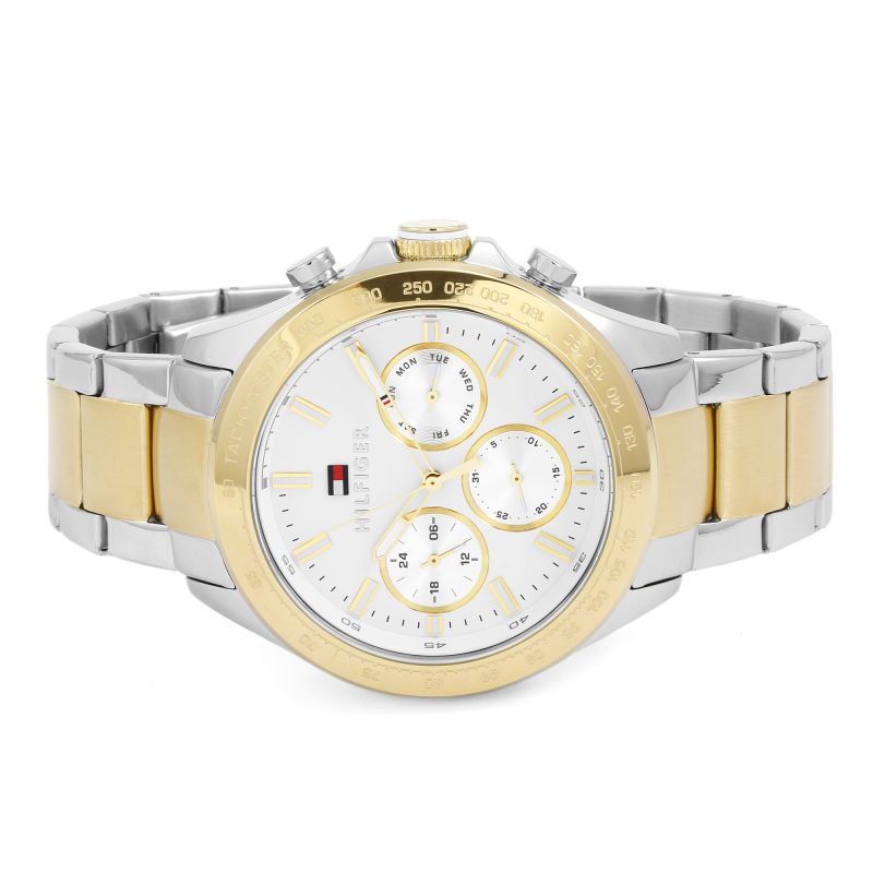  Shop Authentic Tommy Hilfiger Hudson Chronograph White Dial Two Tone Steel Strap Watch For Men - 1791226 - Luxxuri