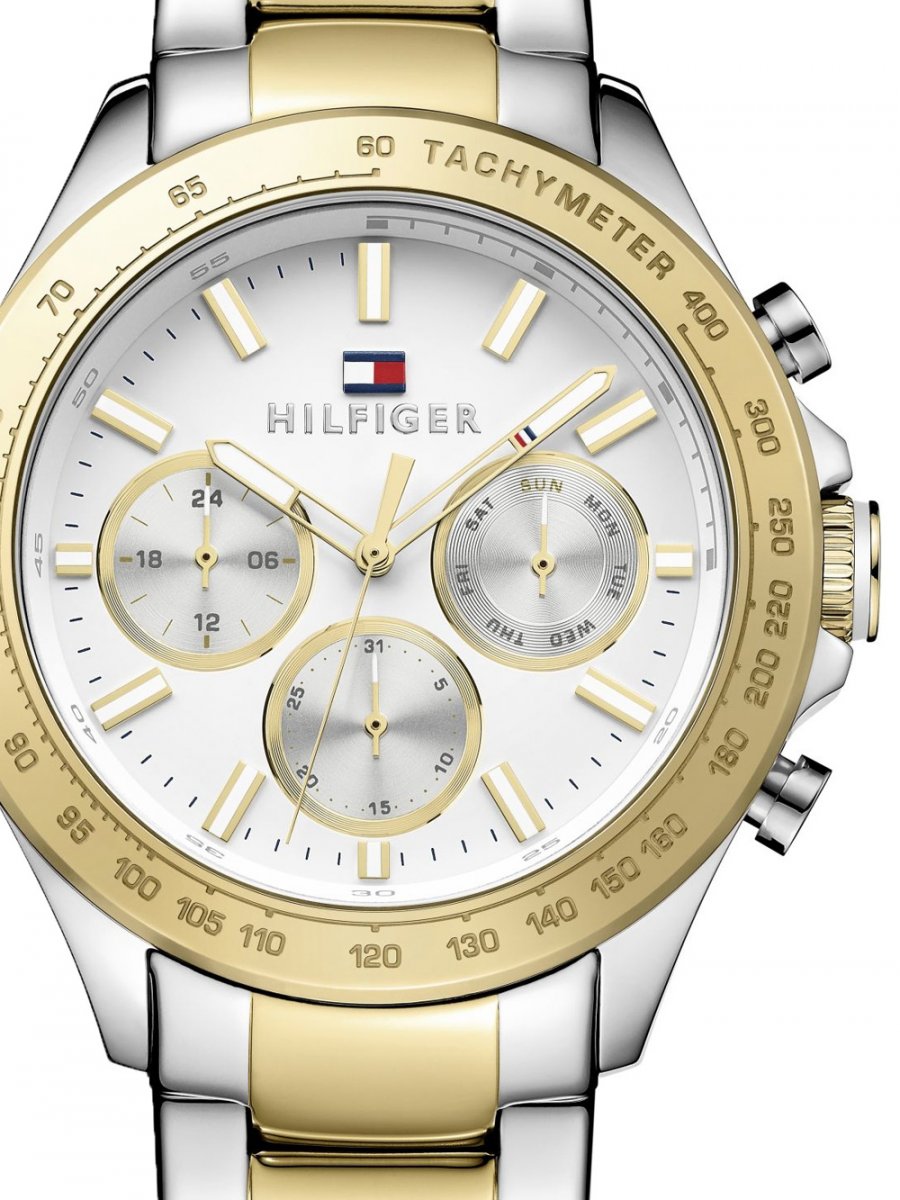  Shop Authentic Tommy Hilfiger Hudson Chronograph White Dial Two Tone Steel Strap Watch For Men - 1791226 - Luxxuri