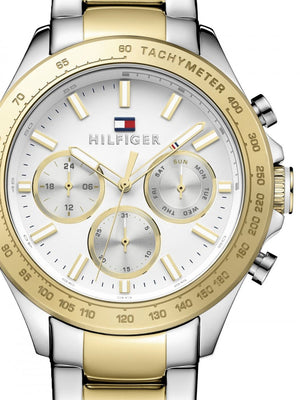  Shop Authentic Tommy Hilfiger Hudson Chronograph White Dial Two Tone Steel Strap Watch For Men - 1791226 - Luxxuri
