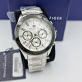  Shop Authentic Tommy Hilfiger Hudson Chronograph White Dial Silver Steel Strap Watch For Men - 1791227 - Luxxuri
