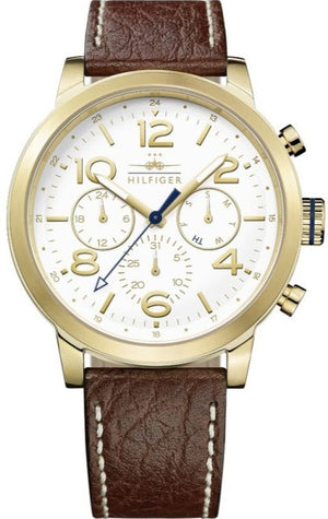  Shop Authentic Tommy Hilfiger Jake Quartz White Dial Brown Leather Strap Watch for Men - 1791231 - Luxxuri