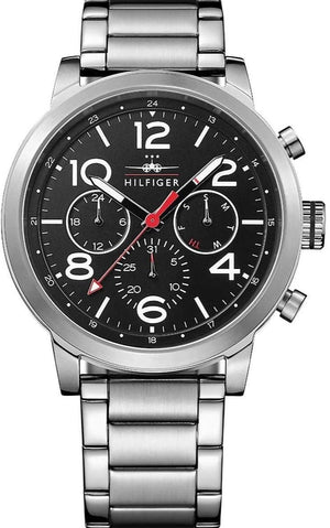  Shop Authentic Tommy Hilfiger Jake Chronograph Black Dial Silver Steel Strap Watch for Men - 1791234 - Luxxuri