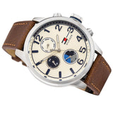  Shop Authentic Tommy Hilfiger Jackson Multi-Function Silver Dial Brown Leather Strap Watch for Men - 1791239 - Luxxuri