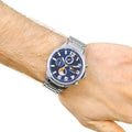  Shop Authentic Tommy Hilfiger Jackson Chronograph Blue Dial Silver Steel Strap Watch for Men - 1791242 - Luxxuri