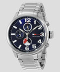  Shop Authentic Tommy Hilfiger Jackson Chronograph Blue Dial Silver Steel Strap Watch for Men - 1791242 - Luxxuri