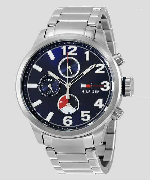  Shop Authentic Tommy Hilfiger Jackson Chronograph Blue Dial Silver Steel Strap Watch for Men - 1791242 - Luxxuri