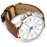  Shop Authentic Tommy Hilfiger Dean Quartz Multifunction White Dial Brown Leather Strap Watch for Men - 1791274 - Luxxuri