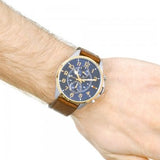  Shop Authentic Tommy Hilfiger Dean Multifunctional Blue Dial Brown Leather Strap Watch for Men - 1791275 - Luxxuri