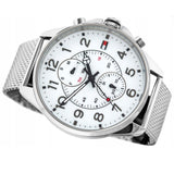  Shop Authentic Tommy Hilfiger Dean Chronograph White Dial Silver Mesh Bracelet Watch for Men - 1791277 - Luxxuri