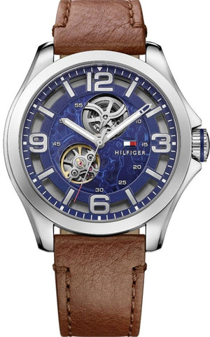  Shop Authentic Tommy Hilfiger Bruce Analog Blue Dial Brown Leather Strap Watch for Men - 1791278 - Luxxuri