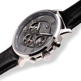  Shop Authentic Tommy Hilfiger Keagan Quartz Grey Dial Black Leather Strap Watch for Men - 1791289 - Luxxuri
