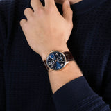  Shop Authentic Tommy Hilfiger Aiden Quartz Blue Dial Brown Leather Strap Watch for Men - 1791308 - Luxxuri