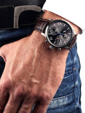  Shop Authentic Tommy Hilfiger Aiden Quartz Black Dial Brown Leather Strap Watch for Men - 1791309 - Luxxuri