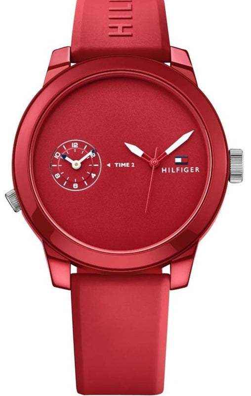  Shop Authentic Tommy Hilfiger Denim Quartz Red Dial Red Rubber Strap Watch for Men - 1791323 - Luxxuri