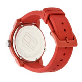  Shop Authentic Tommy Hilfiger Denim Quartz Red Dial Red Rubber Strap Watch for Men - 1791323 - Luxxuri