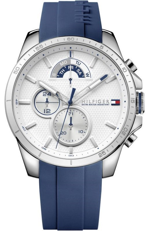  Shop Authentic Tommy Hilfiger Decker Quartz White Dial Blue Rubber Strap Watch for Men - 1791349 - Luxxuri