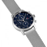  Shop Authentic Tommy Hilfiger Kane Quartz Blue Dial Silver Mesh Bracelet Watch for Men - 1791398 - Luxxuri