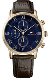  Shop Authentic Tommy Hilfiger Kane Chronograph Blue Dial Brown Leather Strap Watch for Men - 1791399 - Luxxuri