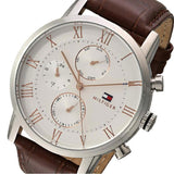  Shop Authentic Tommy Hilfiger Kane Chronograph White Dial Brown Leather Strap Watch for Men - 1791400 - Luxxuri