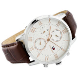  Shop Authentic Tommy Hilfiger Kane Chronograph White Dial Brown Leather Strap Watch for Men - 1791400 - Luxxuri