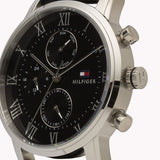  Shop Authentic Tommy Hilfiger Kane Quartz Black Dial Black Leather Strap Watch for Men - 1791401 - Luxxuri