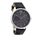  Shop Authentic Tommy Hilfiger Damon Multifunction Black Dial Black Leather Strap Watch for Men - 1791417 - Luxxuri