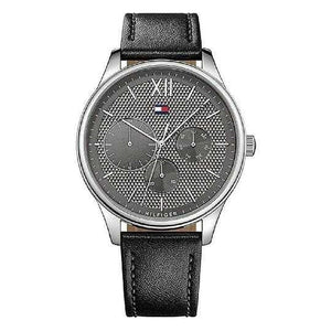  Shop Authentic Tommy Hilfiger Damon Multifunction Black Dial Black Leather Strap Watch for Men - 1791417 - Luxxuri