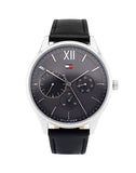  Shop Authentic Tommy Hilfiger Damon Multifunction Black Dial Black Leather Strap Watch for Men - 1791417 - Luxxuri