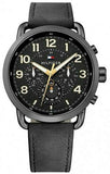  Shop Authentic Tommy Hilfiger Briggs Black Dial Black Leather Strap Watch for Men - 1791426 - Luxxuri