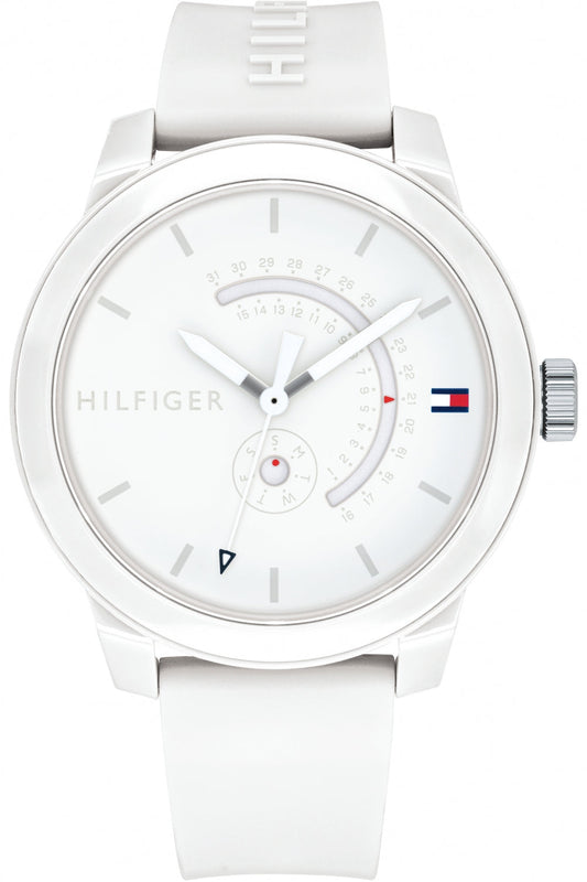  Shop Authentic Tommy Hilfiger Denim Analog White Dial White Rubber Strap Watch for Men - 1791481 - Luxxuri