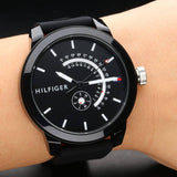  Shop Authentic Tommy Hilfiger Denim Quartz Black Dial Black Rubber Strap Watch for Men - 1791483 - Luxxuri