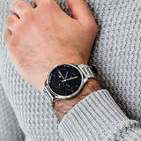  Shop Authentic Tommy Hilfiger Chase Quartz Black Dial Silver Steel Strap Watch For Men - 1791485 - Luxxuri
