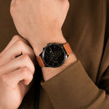 Shop Authentic Tommy Hilfiger James Quartz Black Dial Brown Leather Strap Watch For Men - 1791486 - Luxxuri