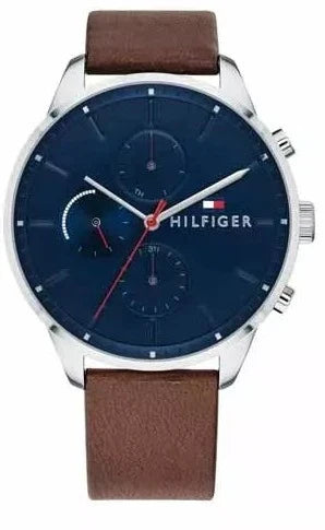  Shop Authentic Tommy Hilfiger Chase Chronograph Grey Dial Brown Leather Strap Watch For Men - 1791487 - Luxxuri