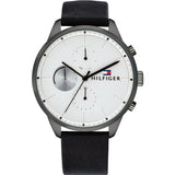  Shop Authentic Tommy Hilfiger Lexor Silver Dial Black Leather Strap Watch For Men - 1791489 - Luxxuri