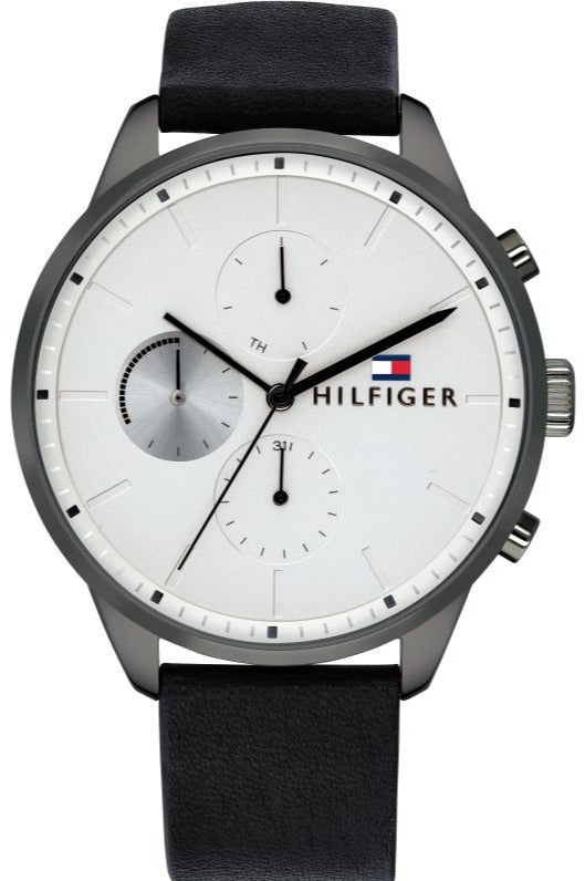  Shop Authentic Tommy Hilfiger Lexor Silver Dial Black Leather Strap Watch For Men - 1791489 - Luxxuri