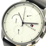  Shop Authentic Tommy Hilfiger Lexor Silver Dial Black Leather Strap Watch For Men - 1791489 - Luxxuri