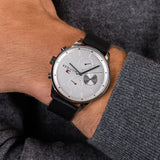  Shop Authentic Tommy Hilfiger Lexor Silver Dial Black Leather Strap Watch For Men - 1791489 - Luxxuri